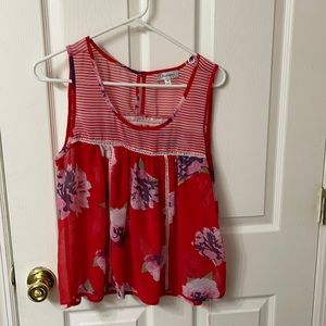Red floral tank